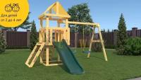 Детская деревянная игровая площадка CustWood Junior J6 безопасный и комфортный игровой спортивный комплекс домик, площадка для дачи и улицы