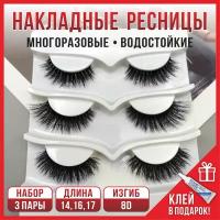 Ресницы накладные с клеем 3 пары 3 вида 6D ZY05 L002 L003