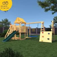 Детская деревянная игровая площадка CustWood Junior J14 спортивный комплекс домик, качели, горка, скалодром, площадка для дачи и улицы