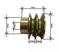 Шкив с выступом для двигателей 168F 168F Lifan, для мотоблока Крот. 2х ручейковый 19мм
