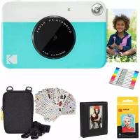 Подарочный набор Камера KODAK Printomatic Instant Camera (синий) + бумага (20 листов) + чехол + 7 наборов наклеек + маркеры + фотоальбом