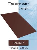 Парапетная крышка с капельником на забор 1.25м (625 мм ) парапет угольный металлический коричневый (RAL 8017) 8 штук