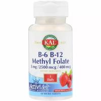 Kal B-6 B-12 Methyl Folate Mixed Berry 3 mg / 2500 mcg / 400 mcg 60 Micro Tablets Cal-29151