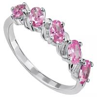 Серебряное кольцо с розовым камнем (нанокристалл) - размер 17,5 / покрытие Чистое Серебро