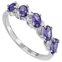 Серебряное кольцо с фиолетовым камнем (нанокристалл) - размер 17,5 / покрытие Чистое Серебро