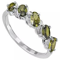 Серебряное кольцо с оливковым камнем (нанокристалл) - размер 20,5 / покрытие Чистое Серебро