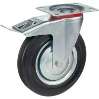 Колесо поворотное Стелла-техник 4003-200 с тормозом, диаметр 200мм, грузоподъемность 185кг, резина, металл