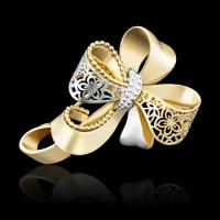 PLATINA jewelry Золотая брошь с лазерной гравировкой 04-0172-00-000-1130-48