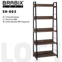 Стеллаж Brabix на металлокаркасе LOFT SH-003 (ш600*г350*в1500мм), 5 полок, цвет морёный дуб, 641234