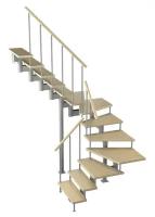 Модульная лестница Спринт 225 2925-3055, Серый, Сосна, Нержавеющая сталь