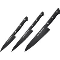 Набор кухонных ножей Samura SHADOW SH-0220/K с покрытием BLACK FUSO, AUS-8, ABS пластик, 3 предмета