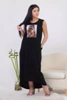 Длинное летнее черное платье Натали (10013, черный, размер: 44)