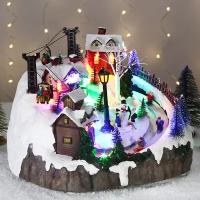 Kaemingk Новогодняя музыкальная композиция Альпийская Деревушка 26*20 см с LED подсветкой и движением 481302