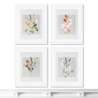 Набор из 4-х репродукций картин в раме Floral set in pale shades, No9, 2021г. Размер картины: 42х52см