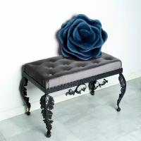Декоративная диванная подушка «Розочка», Серо-синий
