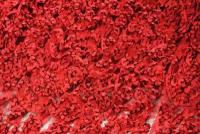 Ткань красное кружево с цветами 3D