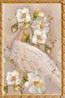 Фотообои Белый павлин и белые орхидеи 275x184 (ВхШ), бесшовные, флизелиновые, MasterFresok арт 7-548