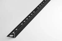 Профиль L-образный алюминиевый для плитки до 12 мм, лука ПК 01-12.2700.15, длина 2,7м, 15 - Черный матовый