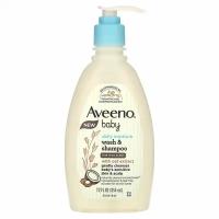 Aveeno, Baby, Daily Moisture Wash & Shampoo, With Shea Butter, Coconut, 12 fl oz (354 ml)