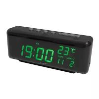 Часы говорящие настольные с будильником, календарем и термометром (VST-762W) зеленая подсветка