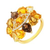 Кольца джей ВИ Кольцо из золота с бриллиантами и топазами