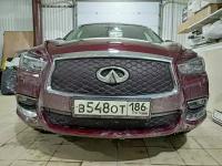 Утеплитель решетки радиатора зимний для Infiniti QX60 2014 с рисунком соты(комплект 2 шт)