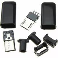 Разъем micro-USB B 5PIN 2 штуки штекер разборный на кабель черный