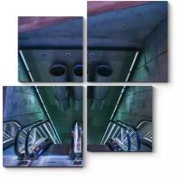 Модульная картина Picsis Современный эскалатор в метро (50x50)