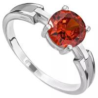 Серебряное кольцо с оранжевым камнем (нанокристалл) - размер 17,5 / покрытие Чистое Серебро