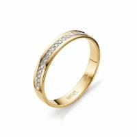 Золотое обручальное кольцо 3 мм Алькор с бриллиантом 12015-100, Золото 585°, размер 18