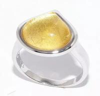 Кольцо серебряное 925 пробы с сусальным золотом и ювелир. смолой, 4,09 г