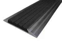 Алюминиевая полоса с резиновой вставкой с отверстиями под крепеж 46*5 мм., 1000 мм., Черный