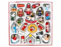 Набор ёлочных игрушек новогодние бирюльки, дерево, 3 см (24 шт.), Sigro 52-1364