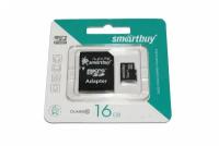 Карта памяти 16 Гб microSDHC SmartBuy SB16GBSDCL10-01 с адаптером