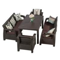 Комплект мебели YALTA BIG FAMILY SOFA SET (Ялта) темно коричневый из пластика под искусственный ротанг