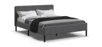 Двуспальная кровать УНА 160*200, рогожка Malmo серый/черный