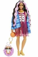 Кукла Mattel Barbie Extra спортивное платье, розовые пряди HDJ46, питомец+аксессуары