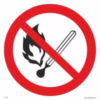 Знак запрещается пользоваться открытым огнем и курить (Пленка самоклеящаяся 100х100)