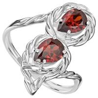 Серебряное кольцо с красным камнем (нанокристалл) - размер 17,5 / покрытие Чистое Серебро