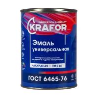 Эмаль ПФ-115 универсальная Krafor, алкидная, глянцевая, 0,8 кг, зеленая