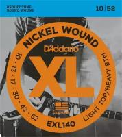 D`ADDARIO EXL140 NICKEL WOUND LIGHT TOP/HEAVY BOTTOM 10-52 струны для электрогитары, никелерованная сталь, 10-52