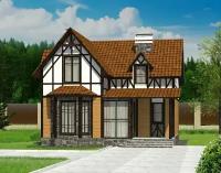 (155м2, 13х10м) Готовый проект каркасного дома с мансардой и панорамными окнами - AS-2540