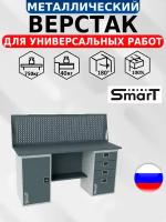 Слесарный верстак SMART 1760.1.S2.4.d универсальный в гараж,1364х1766х605