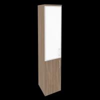 Шкаф для документов высокий узкий левый (низкая дверь ЛДСП + средняя дверь стекло в алюминиевой раме) Onix O.SU-1.2R(L) Дуб Аризона/white/black 400x420x1977