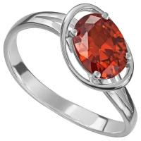Серебряное кольцо с оранжевым камнем (нанокристалл) - размер 19,5 / покрытие Чистое Серебро