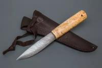 Нож из дамасской стали «Якутский Средний», рукоять ценные породы древесины - Кузница Сёмина