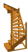 Деревянная межэтажная лестница ЛЕС-03 2720-2920 проем 1630-1120, Сосна