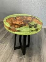 Столешница для кофейного столика из Капового Карагача Бабочка