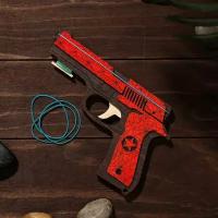 Деревянное детское оружие Без бренда Сувенир деревянный «Резинкострел, красный гранит» + 4 резинки