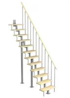Модульная малогабаритная лестница Линия 2700-2925, Серый, Сосна, Нержавеющая сталь